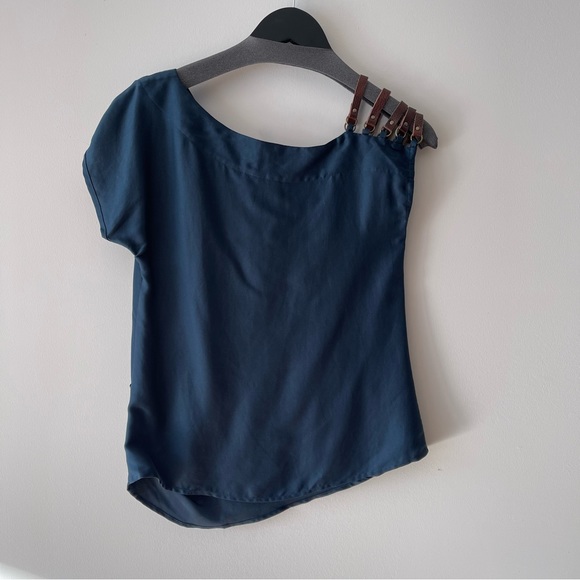 SOCIETY FOR RATIONAL DRESS ASYMMETRICAL TOP in Teal Blue - Picture 4 of 6